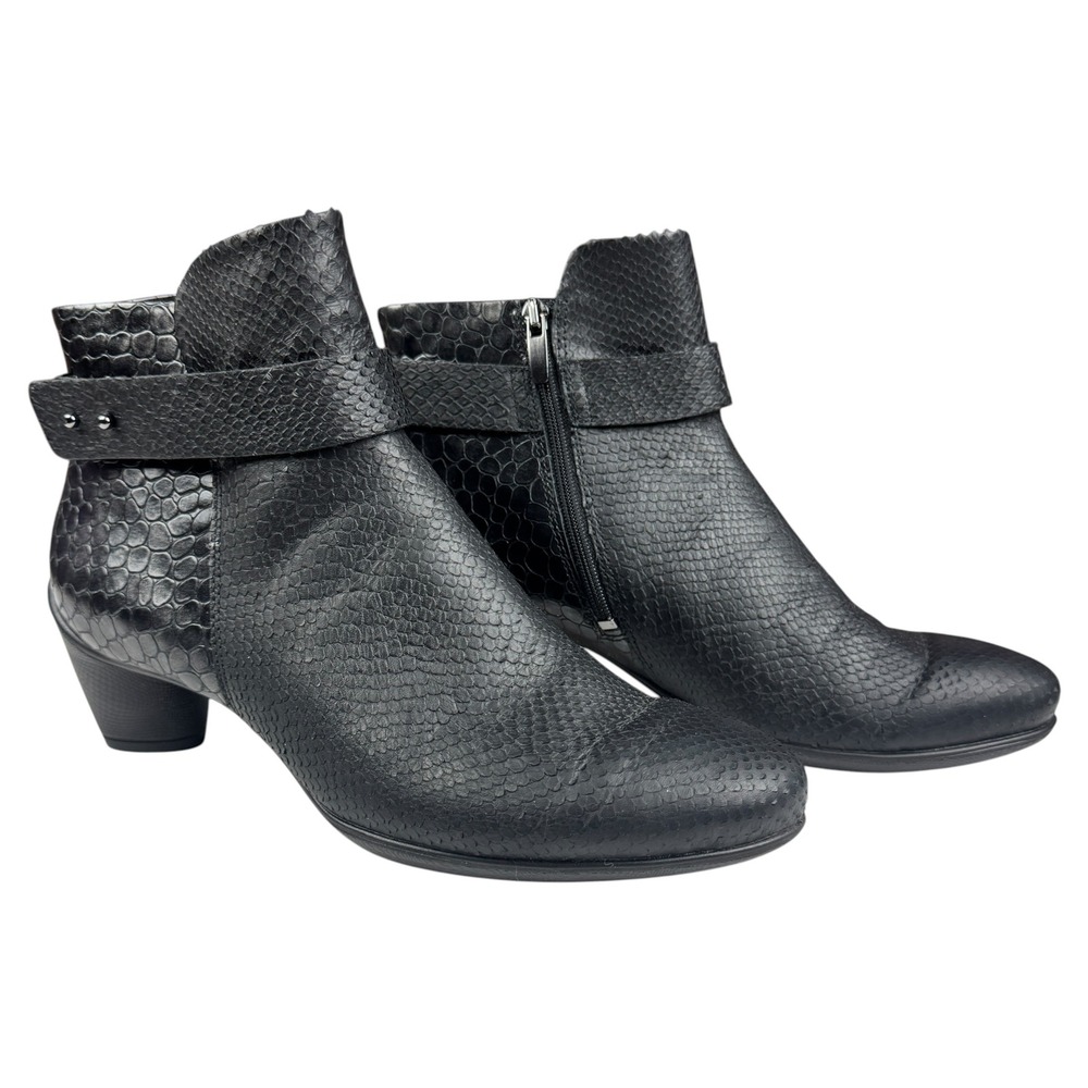 Ecco Sculptured 45 Black Bootie US Size 9 EU 41 Leather Ankle Boots Comfort